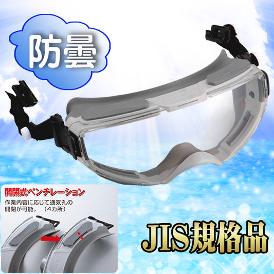 開閉ベンチレーション付き防塵ハイパーゴーグル(ヘルメット取付形)
