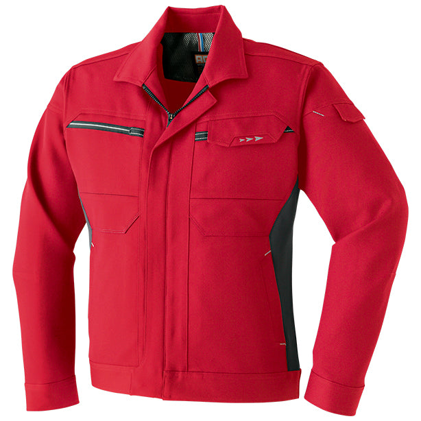 ASAHICHO 帯電防止 スタイリッシュストレッチ 長袖ブルゾン【秋冬】【レディースサイズ対応】 商品コード:AC-830 色:レッド(一覧表示用)