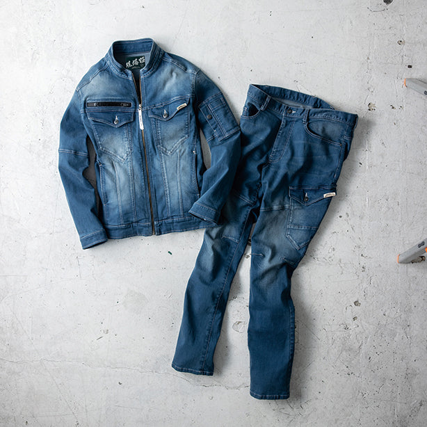 現場服 2803 ストレッチデニムカーゴパンツ【秋冬】 商品コード:XE-2803 上下で合わせて格好いい