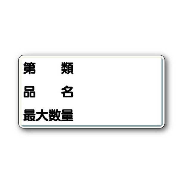 危険物標識 第類・品名・最大数量 横型
