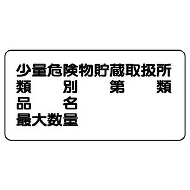 危険物標識 少量危険物貯蔵取扱所