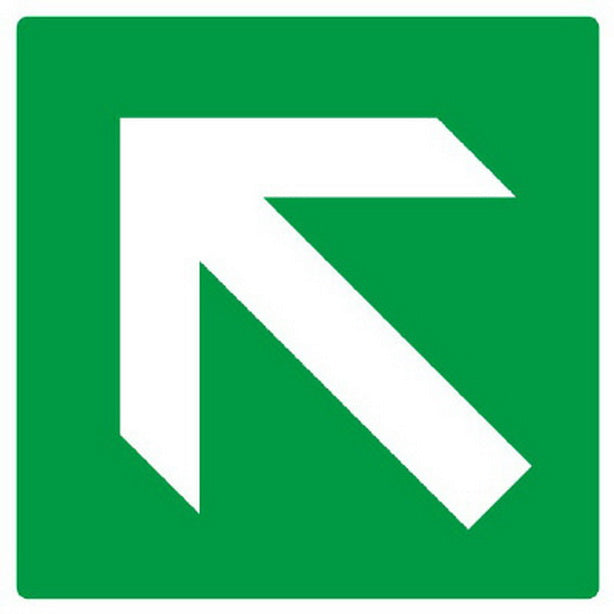 矢印ステッカー 緑地白 矢印ななめ