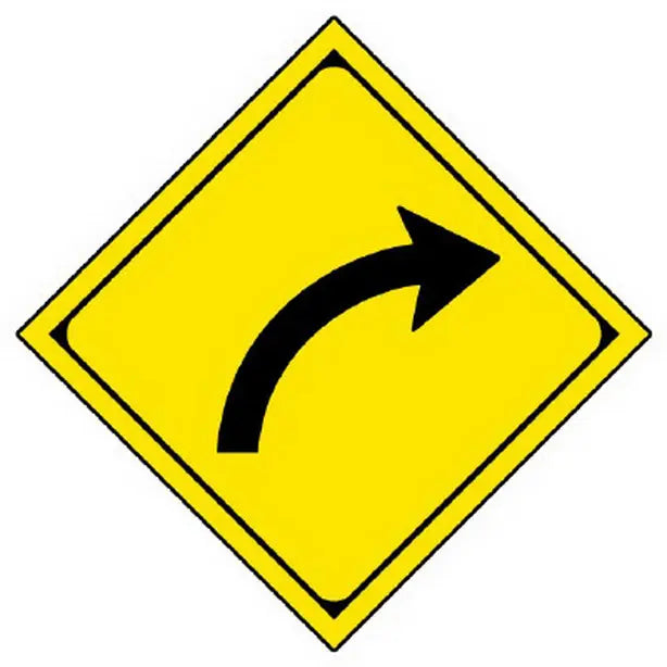 警戒標識 202 右方屈曲あり