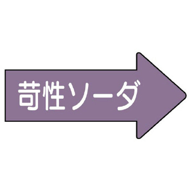 配管ステッカー 右方向表示 苛性ソーダ