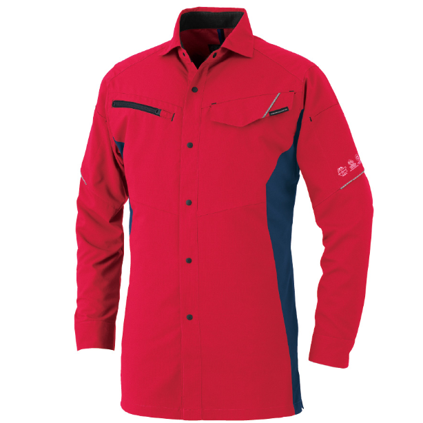 メーカー:CO_COS 品名&品番:CO-COS CC-AE-8098 秋冬SDGsサステナブル長袖シャツ【通年】(一覧表示用)  カラー:レッド