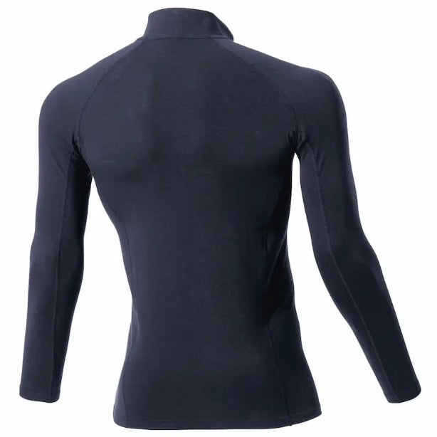 メーカー:村上被服 品名&品番:村上被服 HOOH MH-482 綿のびのびジップアップホットインナー カラー:ブラック(バックスタイル)