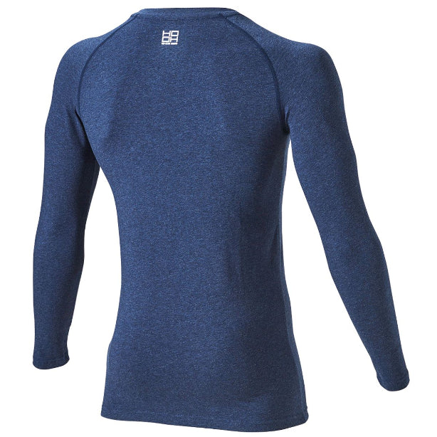 メーカー:村上被服 品名&品番:村上被服 HOOH MH-485 綿のびのびホットインナー カラー:杢ネイビー(バックスタイル)