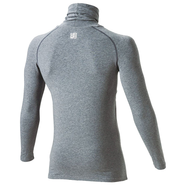 メーカー:村上被服 品名&品番:村上被服 HOOH MH-488 綿のびのびオーバーネックホットインナー カラー:杢グレー(バックスタイル)