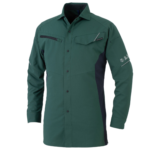 メーカー:CO_COS 品名&品番:CO-COS CC-AE-8098 秋冬SDGsサステナブル長袖シャツ【通年】(オプション表示用)  カラー:グリーン