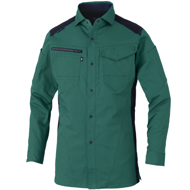 メーカー:CO_COS 品名&品番:CO-COS CC-AG-3088 秋冬ストレッチ長袖シャツ ANDARESCHIETTI×GLADIATOR【通年】(一覧表示用)  カラー:グリーン(ブラック)