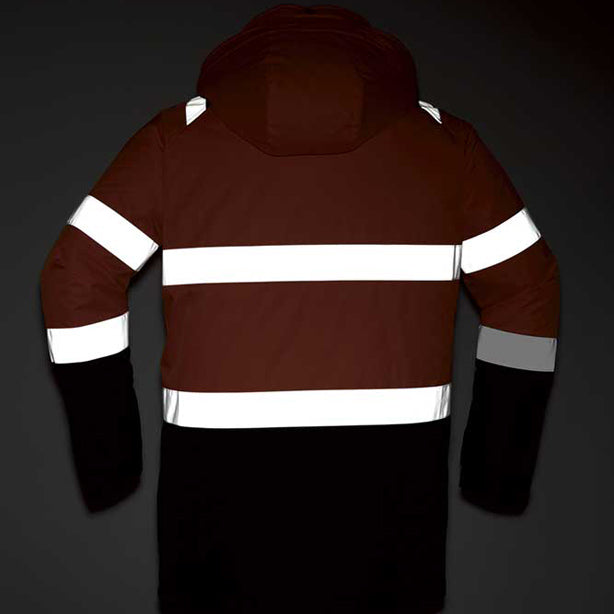 高視認ブルゾン 商品コード:AC-E78000 肩、背中、腰、腕に再帰反射テープがあり、視認性抜群