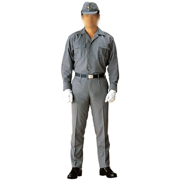 GA-25A 防災用 肩章付開衿長袖シャツ【グレー】【通年】 商品コード:ET-GA-25A 着用イメージ男性