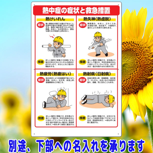 熱中症対策標識 症状と救急措置