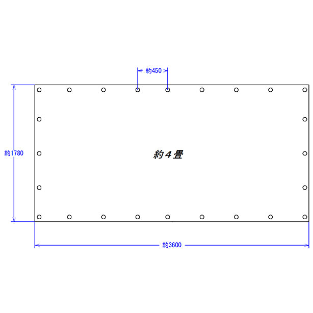 WW-MS-3 品名:糸入り透明シート1.8×3.6m 寸法図