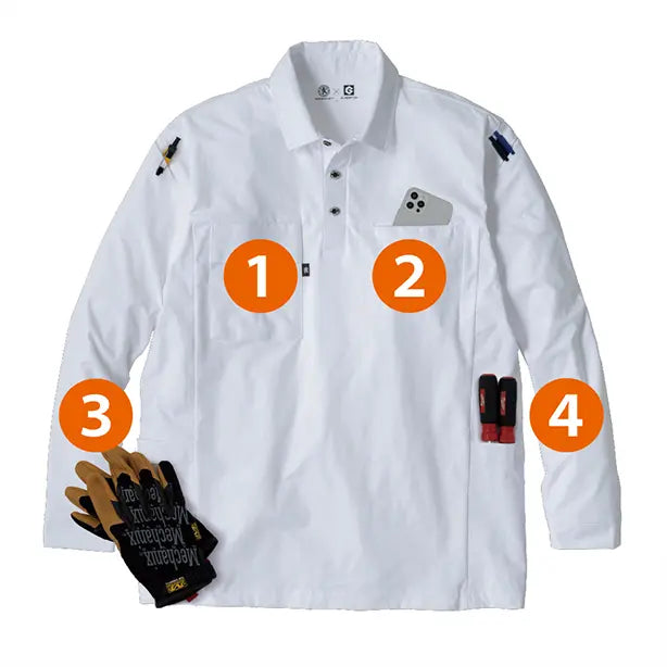 メーカー:CO_COS 品名&品番:CO-COS AG-3188 長袖ポロシャツ【冷感DRY】【両脇保冷剤ポケット】ANDARESCHIETTI×GLADIATOR 便利なポケット