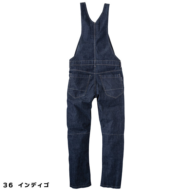 メーカー:GRACE ENGINEER'S 品名&品番:GRACE ENGINEER'S SK-GE-574 プロ仕様デニム調サロペット カラー:ヒッコリー(バックスタイル)