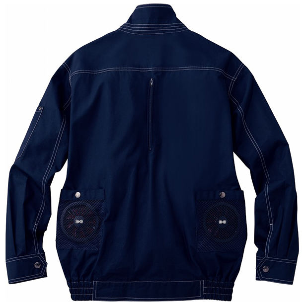 メーカー:JICHODO 品名&品番:Z-DRAGON JC-74110 フルハーネス対応綿100%空調服™長袖ブルゾン カラー:ネービー(バックスタイル)
