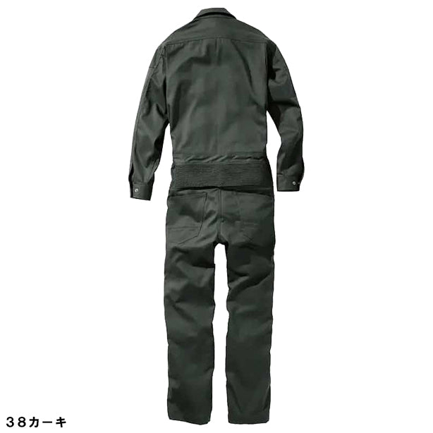 メーカー:MURAKAMIHIHUKU 品名&品番:村上被服 HOOH MH-4208 難燃つなぎ カラー:カーキ(バックスタイル)