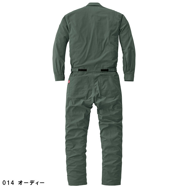 メーカー:YAMADATATSU 品名&品番:YAMADATATSU YD-23041 春夏エコ素材つなぎ カラー:オーディー(バックスタイル)