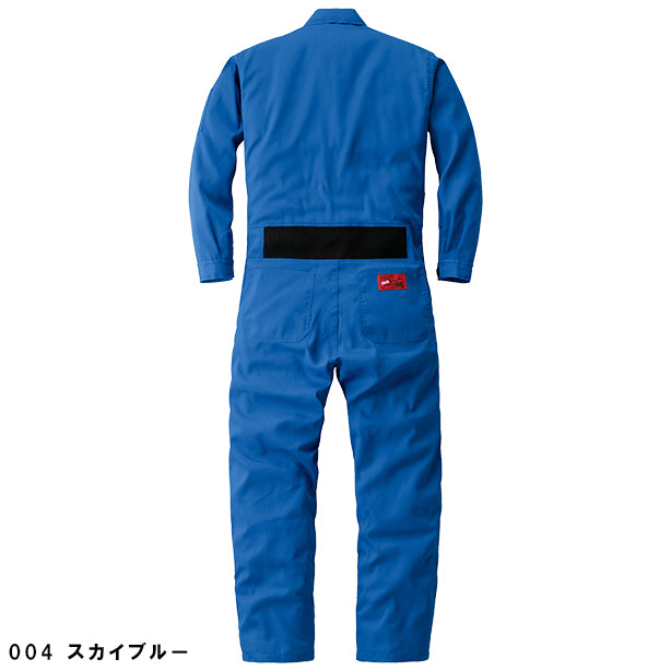 メーカー:YAMADATATSU 品名&品番:YAMADATATSU YD-24031 秋冬プロ仕様腰のびのびつなぎ服 カラー:スカイブルー(バックスタイル)