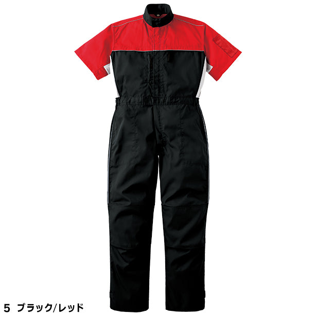 メーカー:YAMATAKA 品名&品番:YAMATAKA DON-705 春夏半袖メカニックスーツ(オプション表示用) カラー:ブラック/レッド