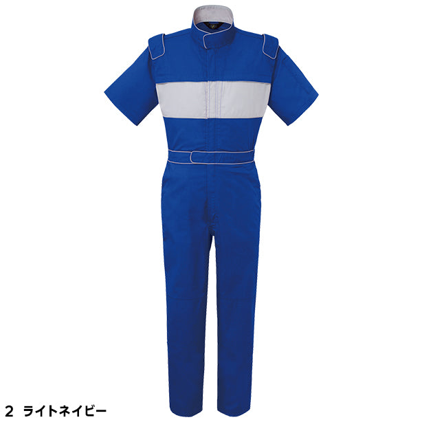 メーカー:YAMATAKA 品名&品番:YAMATAKA DON-757 春夏半袖肩章付きツナギ服(オプション表示用) カラー:ライトネイビー