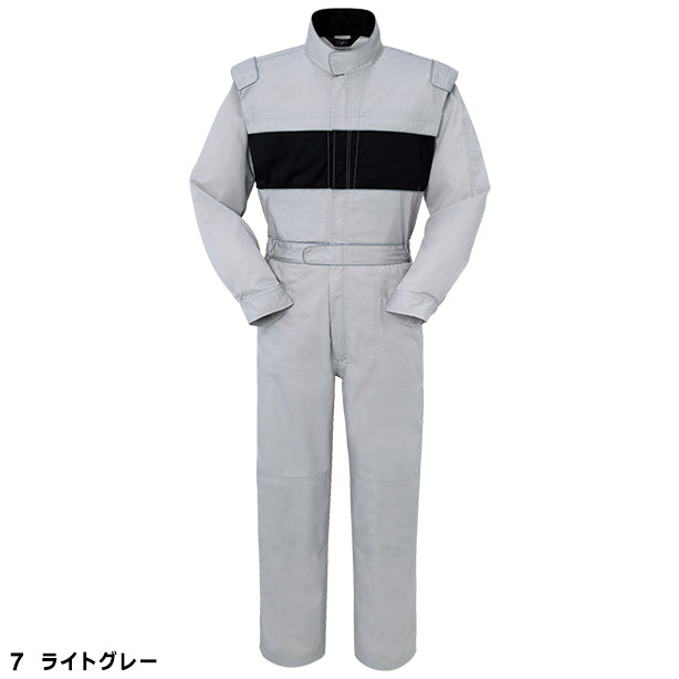 メーカー:YAMATAKA 品名&品番:YAMATAKA DON-758 春夏長袖肩章付きツナギ服(オプション表示用) カラー:ライトグレー
