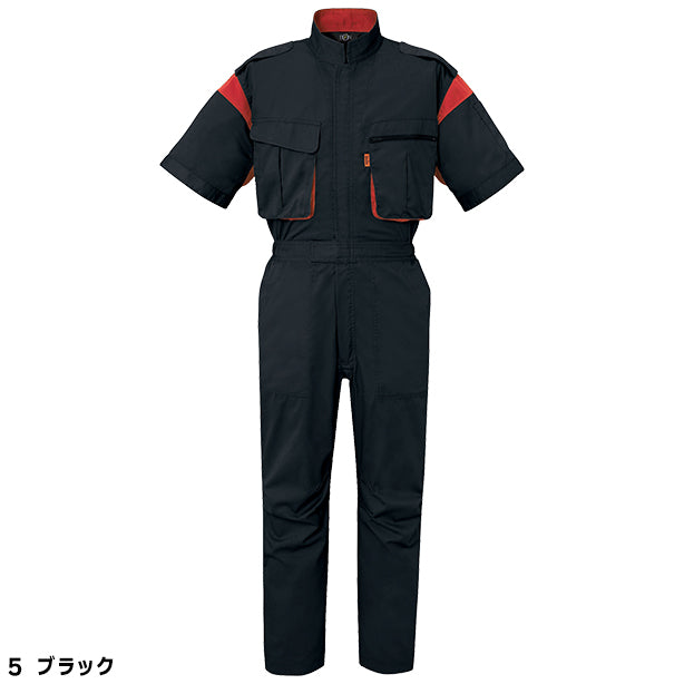 メーカー:YAMATAKA 品名&品番:YAMATAKA DON-9900 春夏半袖メカニック向けツナギ(オプション表示用) カラー:ブラック