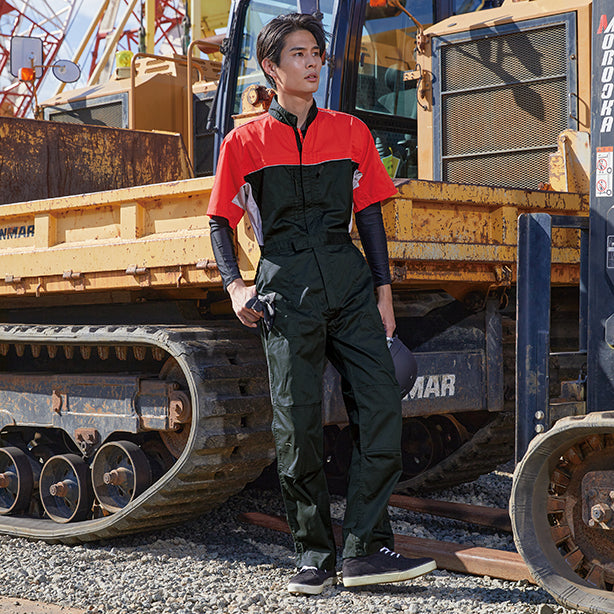 メーカー:YAMATAKA 品名&品番:YAMATAKA DON-705 春夏半袖メカニックスーツ 着用イメージ男性