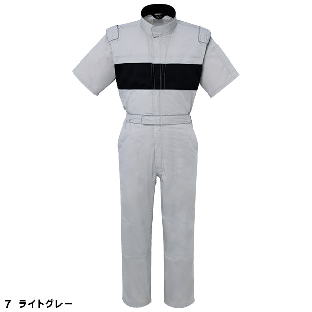 メーカー:YAMATAKA 品名&品番:YAMATAKA DON-757 春夏半袖肩章付きツナギ服(オプション表示用) カラー:ライトグレー