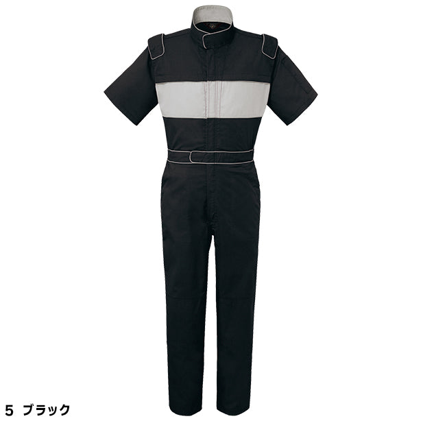 メーカー:YAMATAKA 品名&品番:YAMATAKA DON-757 春夏半袖肩章付きツナギ服(オプション表示用) カラー:ブラック