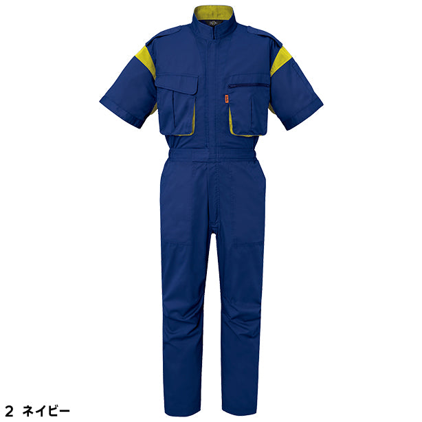 メーカー:YAMATAKA 品名&品番:YAMATAKA DON-9900 春夏半袖メカニック向けツナギ(オプション表示用) カラー:ネイビー