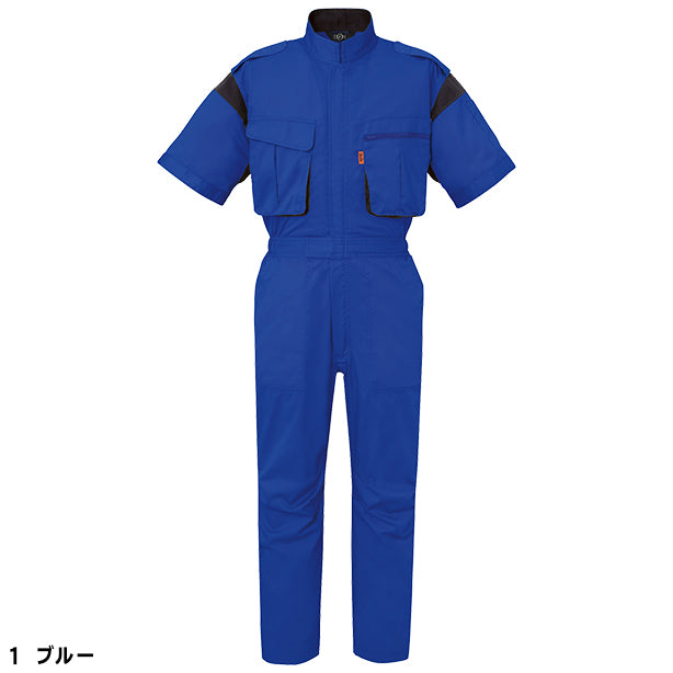 メーカー:YAMATAKA 品名&品番:YAMATAKA DON-9900 春夏半袖メカニック向けツナギ(オプション表示用) カラー:ブルー