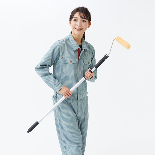 メーカー:YAMATAKA 品名&品番:YAMATAKA ROUND HOUSE DON-RH-3004 ヒッコリー長袖カバーオール 着用イメージ3