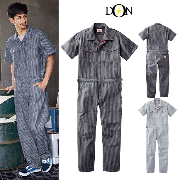 メーカー:YAMATAKA 品名&品番:YAMATAKA DON-RH-3005 ROUND HOUSE ヒッコリー半袖カバーオール(オプション表示用)