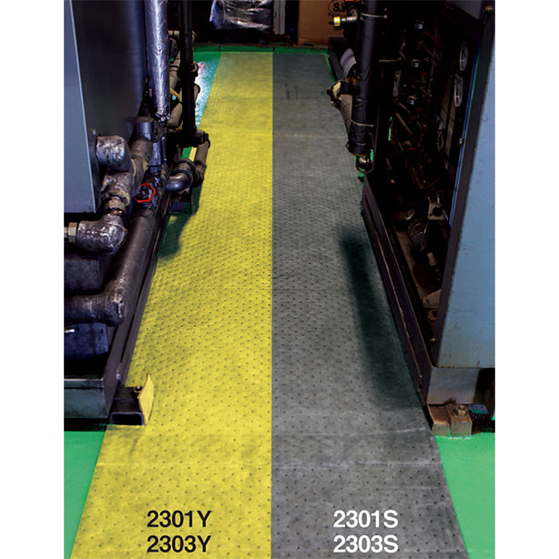 吸着ロール2301S(水、油、溶剤等・耐摩耗・厚手グレー)・幅60cm×長さ20m・床面設置の使用イメージ