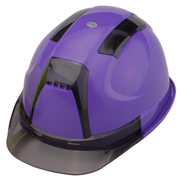 【警備用】風を感じる多機能ヘルメット【ライナーあり/通気孔あり】 商品コード:TS-390F-OT-KB 色:紫/グレー(オプション表示用)