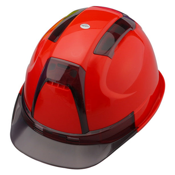 【警備用】風を感じる多機能ヘルメット【ライナーあり/通気孔あり】 商品コード:TS-390F-OT-KB 色:赤/グレー(オプション表示用)