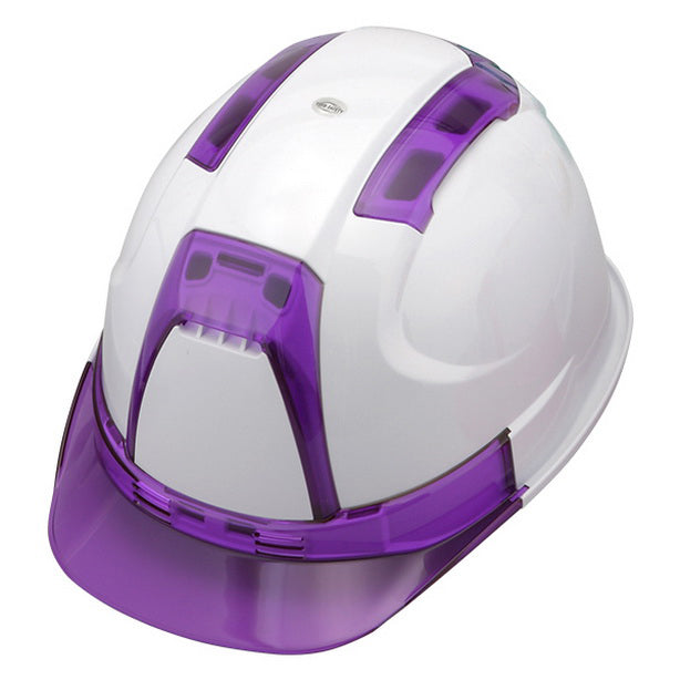 【警備用】風を感じる多機能ヘルメット【ライナーあり/通気孔あり】 商品コード:TS-390F-OT-KB 色:白/紫(オプション表示用)