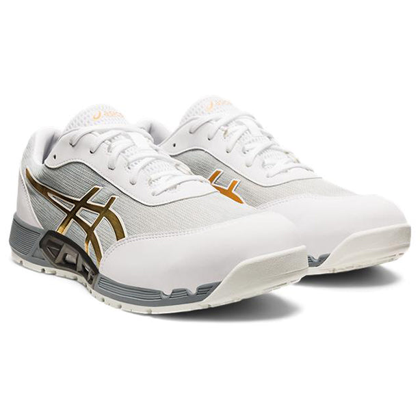 メーカー:ASICS 品名&品番:ASICS OT-212 ウィンジョブ® 通気性重視のプロスニーカー【JSAA A種認定】【耐油】【普通作業用】(オプション表示用) カラー:ホワイト × ピュアアゴールド