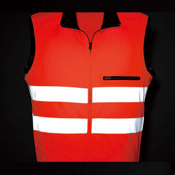 CLASS1高視認ニットベスト 商品コード:AS-PV-100S 正面反射時