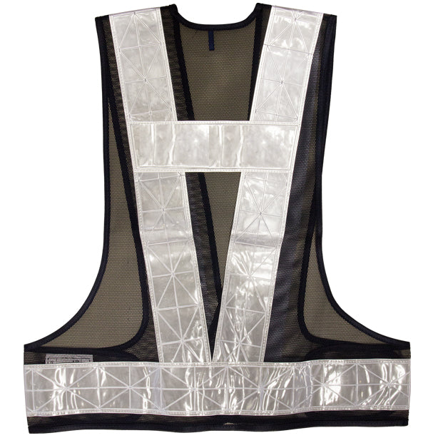 安全ベスト ダイヤカット反射材幅70mm 低価格で高品質のオリジナルベスト(7711~7714) 商品コード:ONO-7711 色:ネイビー × シルバー(オプション表示用)バックスタイル