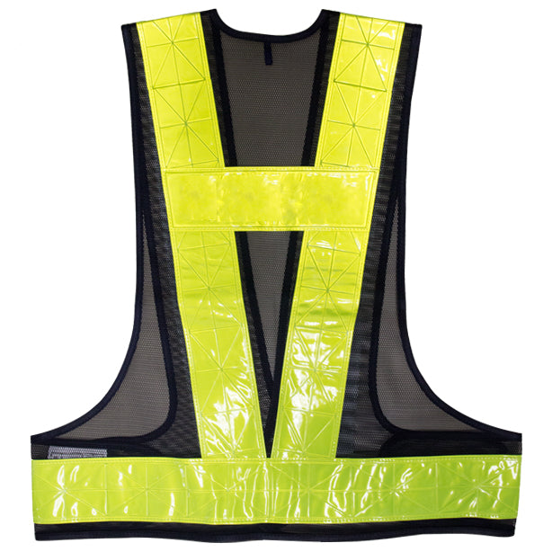 安全ベスト ダイヤカット反射材幅70mm 低価格で高品質のオリジナルベスト(7711~7714) 商品コード:ONO-7711 色:ネイビー × イエロー(オプション表示用)バックスタイル