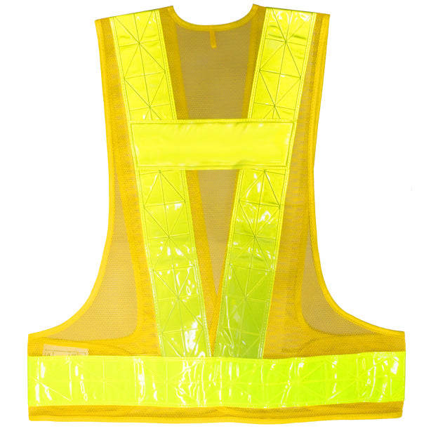 安全ベスト ダイヤカット反射材幅70mm 低価格で高品質のオリジナルベスト(7711~7714) 商品コード:ONO-7711 色:イエロー×イエロー(オプション表示用)バックスタイル