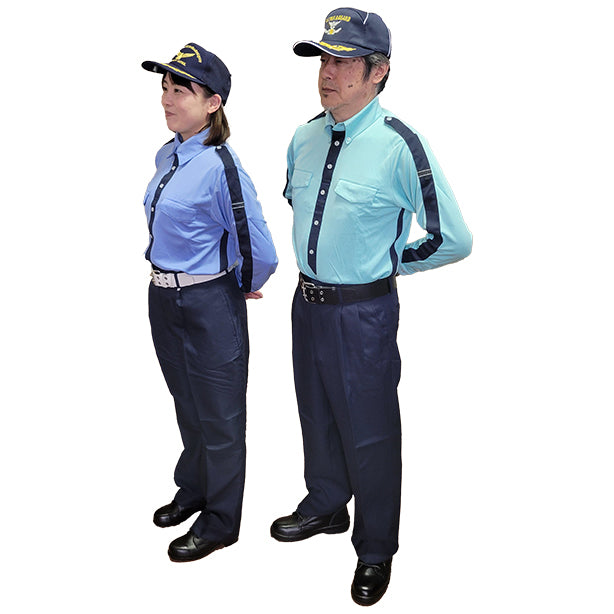 TH-1524 男子警備長袖ボタンダウンポロシャツ上下セット