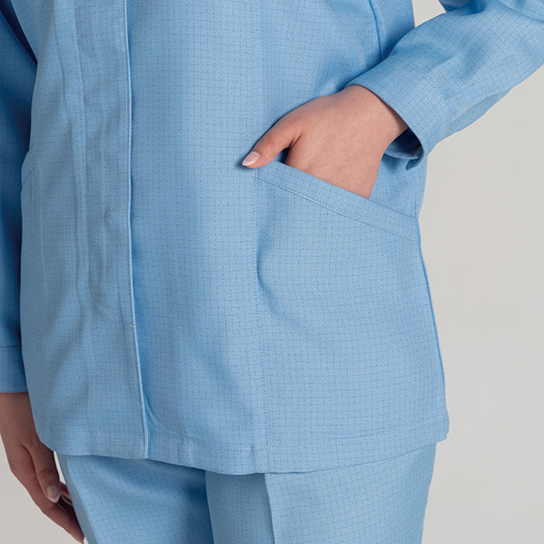 メーカー:ALTCO 品名&品番:IE2004 超制電女子半袖スモック【春夏】 両脇ポケット