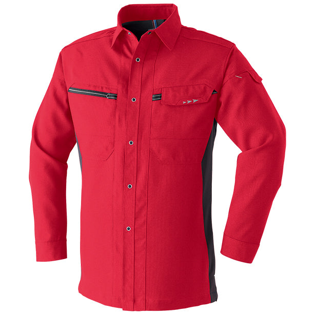 メーカー:ASAHICYO 品名&品番:ASAHICHO 8304 帯電防止 スタイリッシュストレッチ 長袖シャツ【通年】【レディースサイズ対応】(一覧表示用) カラー:レッド
