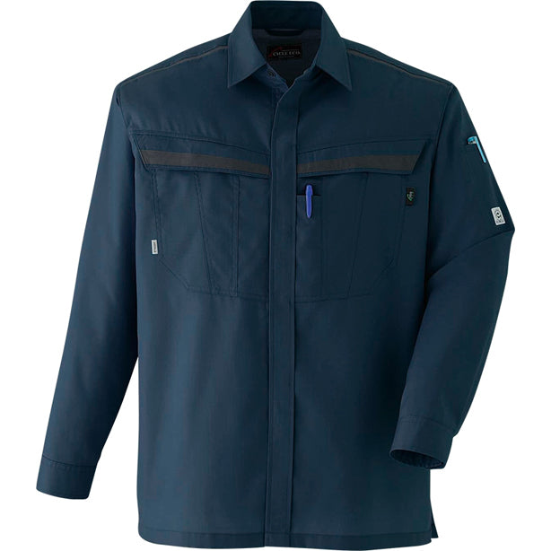 メーカー:ASAHICYO 品名&品番:AC-E7504 長袖シャツ(一覧表示用)  カラー:ネイビー