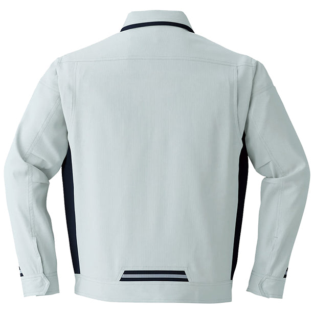 メーカー:ASAHICYO 品名&品番:Asahicho E8702 長袖ブルゾン【春夏】 カラー:シルバー(バックスタイル)