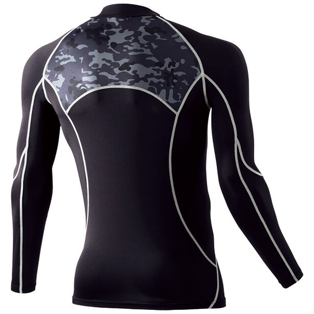 メーカー:JICHODO 品名&品番:Jawin 52004 スタンダードコンプレッション【ローネック長袖】 カラー:ブラックカモフラ(バックスタイル)